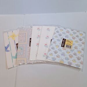 Vtg Buzza Gift Wrap Big Sheets-Lot of 5- 20" x 30"-Floral-Pinwheels-Quilt-NEW